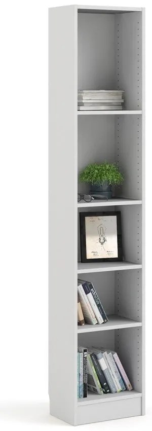 Бял шкаф за книги 41x203 cm Basic - Tvilum