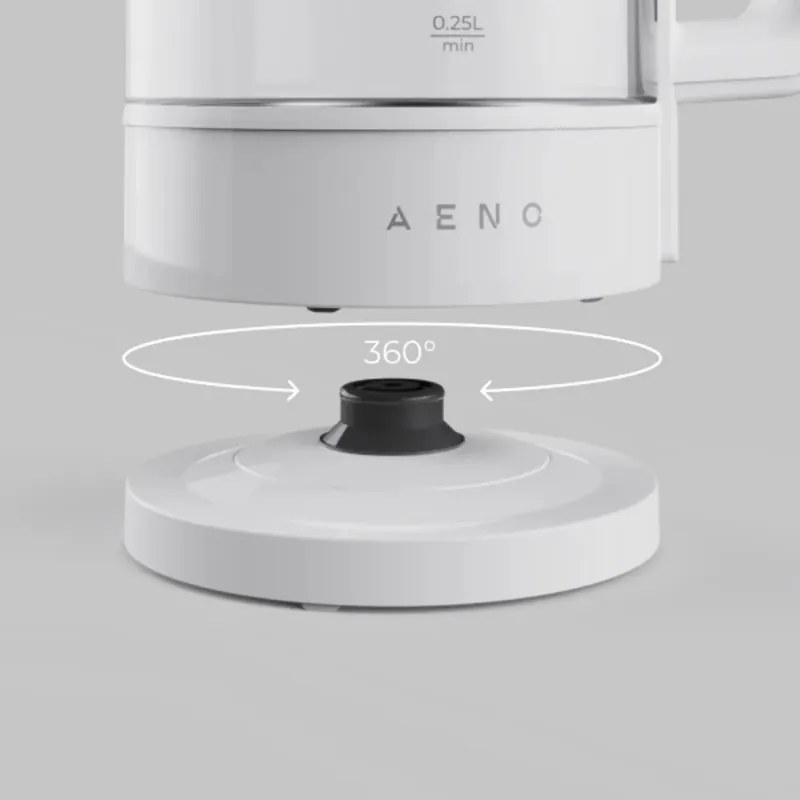 Електрическа кана за вода AENO AEK0005, 2200W, 1.7 л, 40-100°C, 360° основа, STRIX, LED дисплей, Филтър, Бял