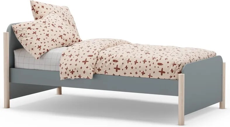 Детско легло сиво-зелено 90x190 cm от масивен бор с включена подматрачна рамка Enola – Marckeric