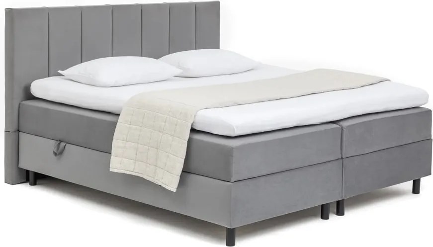Сиво боксспринг легло с място за съхранение 180x200 cm Elva Bold Line – Bonami Selection