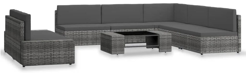 3054608 vidaXL Градински комплект за отдих, 7 части, полиратан, сив