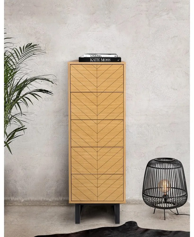 Комод с чекмеджета от дъб Camden Herringbone, 40 x 123 cm Mora - Woodman