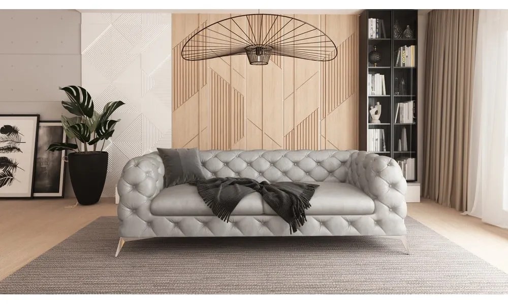 Светлосив кадифен диван 225 cm Chelsea – Ropez