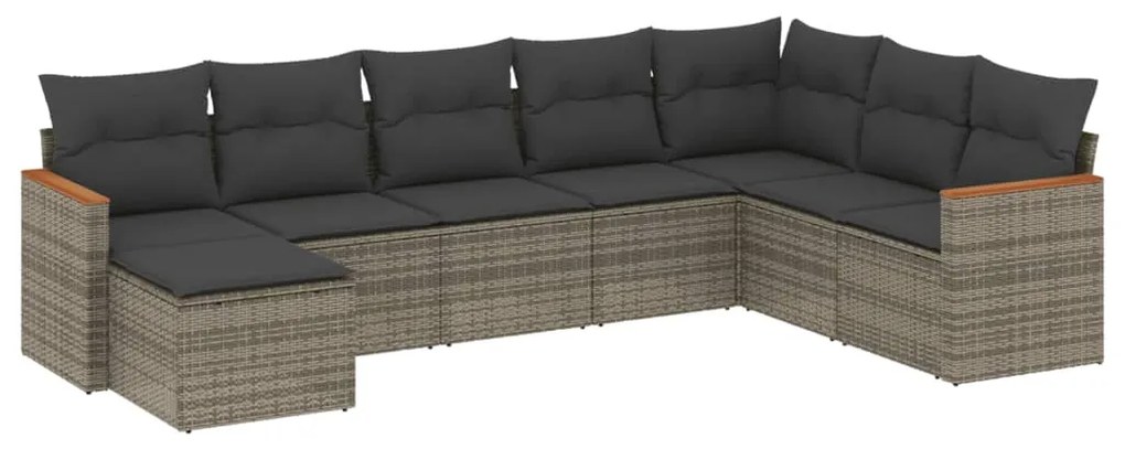 3258651 vidaXL Градински комплект диван с възглавници 8 части сив полиратан