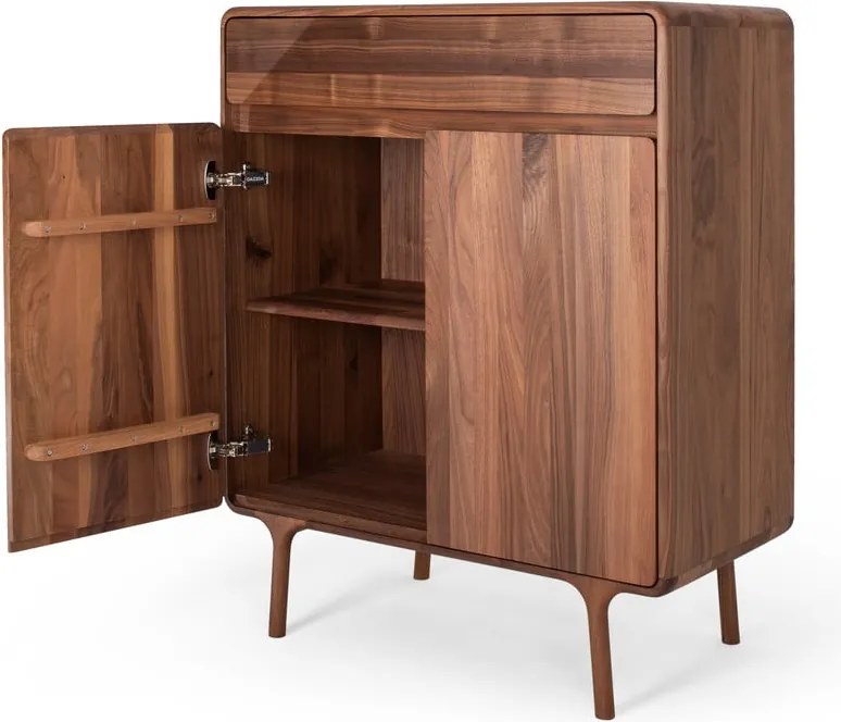 Кафяв скрин от масивен орех 90x110x45 cm Fawn – Gazzda