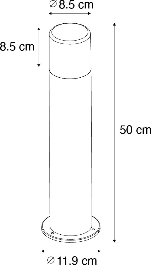 Стояща външна лампа бяла с опал абажур 50см - Odense