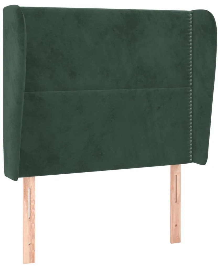 3117849 vidaXL Горна табла за легло с уши тъмнозелена 83x23x118/128 см кадифе