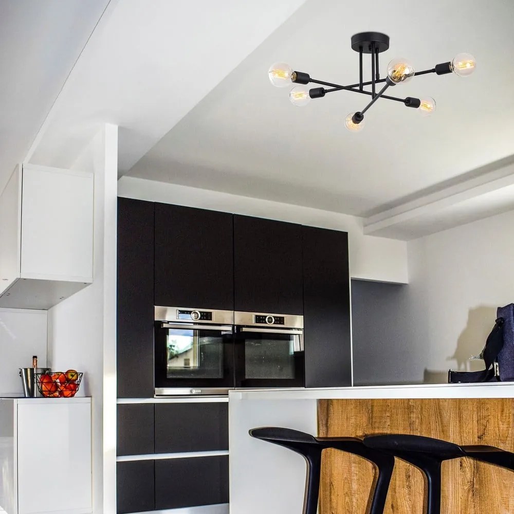 Черно осветително тяло за таван 64x64 cm Flower – Opviq lights