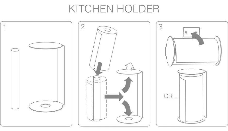 Сива стойка за кухненска хартия ø 13 cm Bull XL – LIND DNA