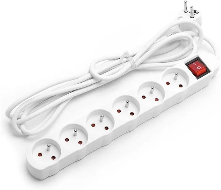 Aigostar - Бял удължител с ключ 6 гнезда 5м