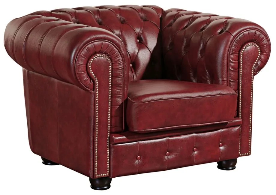 Червен кожен фотьойл Norwin - Max Winzer