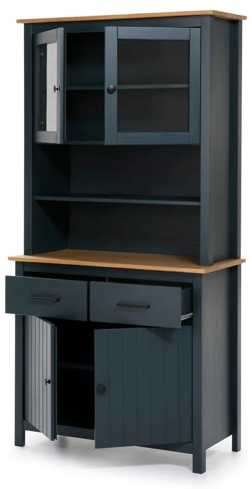 Тъмносиня витрина от масивен бор 90x180 cm Miranda – Marckeric