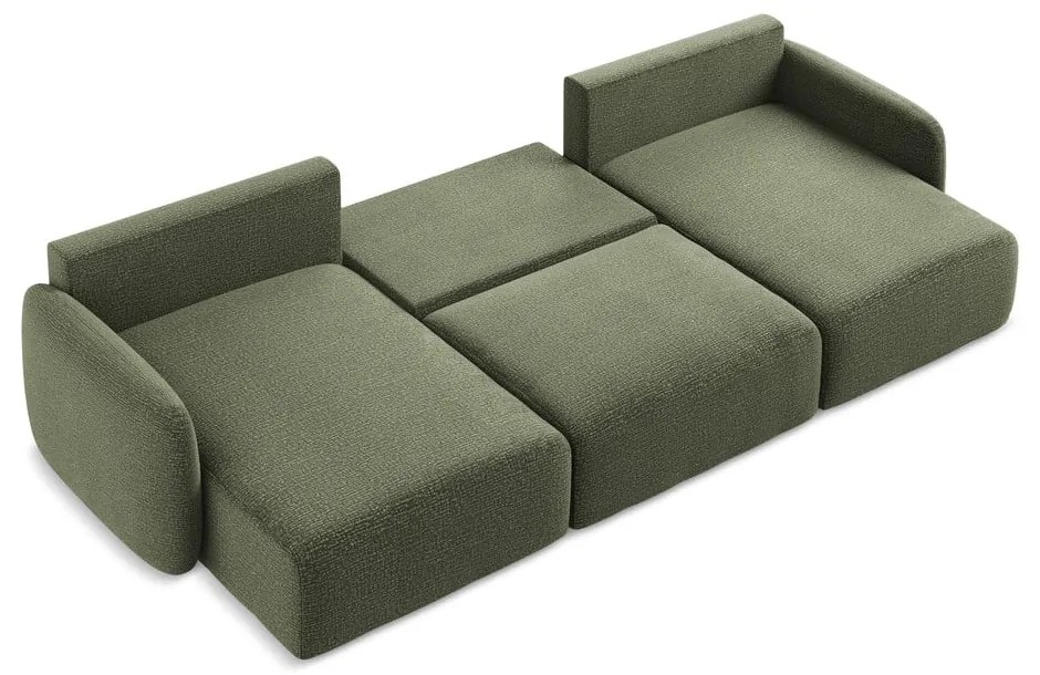 Зелен разтегателен ъглов диван с място за съхранение Kalena – Makamii