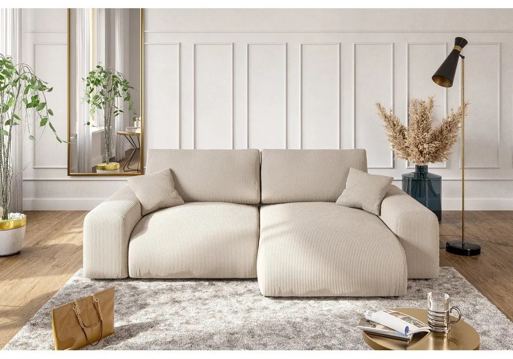 Бежов ъглов диван от рипсено кадифе (променлив) Justin – Ropez
