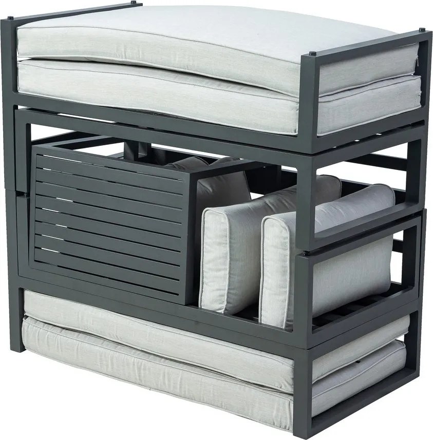 Метален градински комплект в черно и бежово за 8 души Portland - Rojaplast