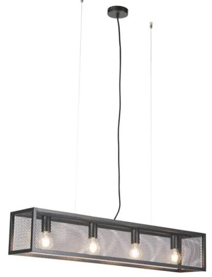 Интелигентна индустриална висяща лампа черна с 4 WiFi A60 - Cage Wire