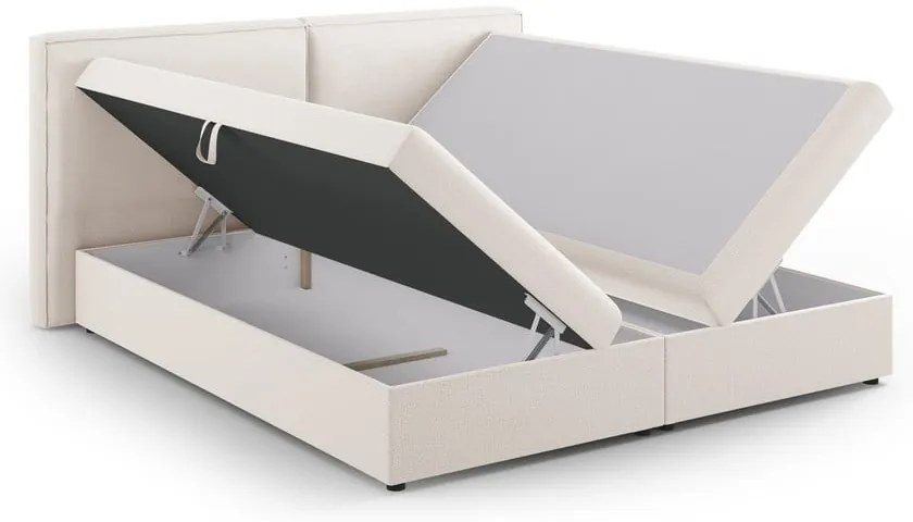 Кремаво боксспринг легло с място за съхранение 180x200 cm Arendal – Cosmopolitan Design