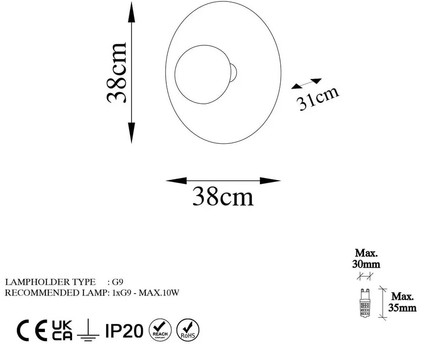 Стенна лампа в меден цвят ø 38 cm Kurt – Opviq lights