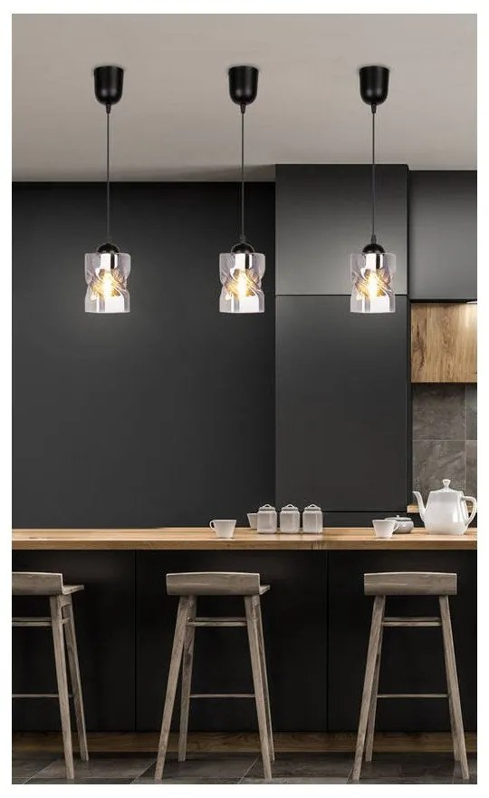 Черна висяща лампа със стъклен абажур ø 10 cm Felis - Candellux Lighting