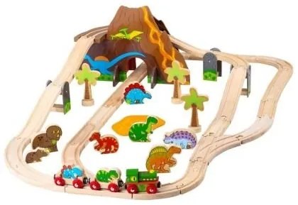 Bigjigs - Динозавърски влаков комплект