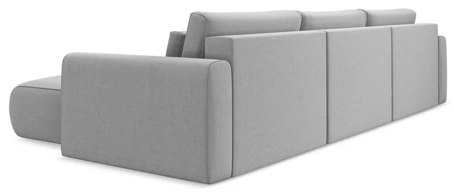 Светлосив кадифен разтегателен ъглов диван с място за съхранение (U форма) Kapua – Makamii