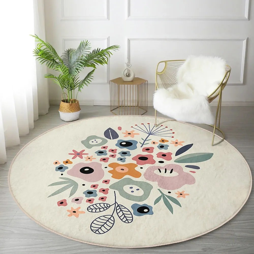 Кръгъл килим подходящ за пране и за прахосмукачки роботи ø 100 cm Comfort – Mila Home