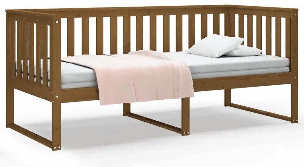 820889 vidaXL Дневно легло, меденокафяво, борово дърво масив, 100x200 см