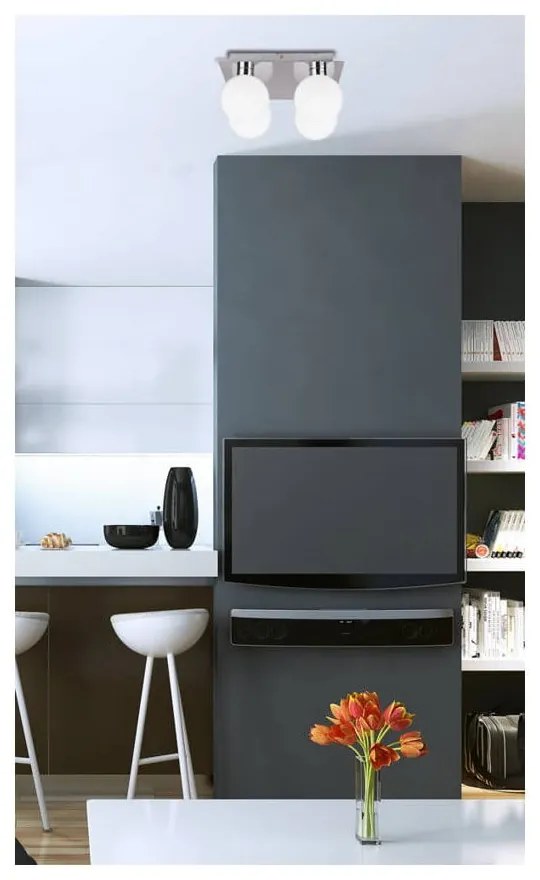 Лампа за таван в сребристо със стъклен абажур 25x25 cm Oden - Candellux Lighting