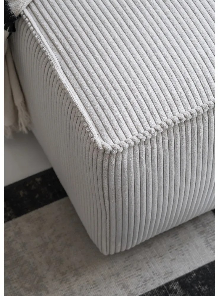 Бял разтегателен ъглов диван от рипсено кадифе (ляв ъгъл) Brave Dave – Miuform