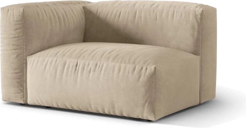 Бежов кадифен модул за диван (ляв ъгъл) Martina – Micadoni