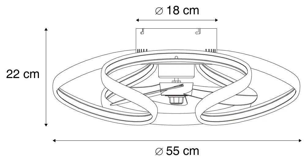 Вентилатор за таван месинг 55 см вкл. LED димируем с дистанционно управление - Mandy
