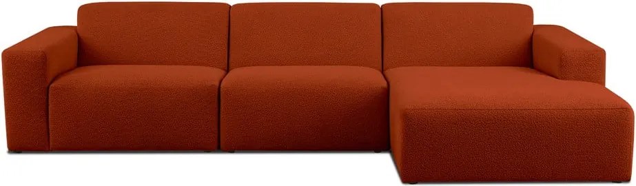 Ъглов диван от букле в тухлен цвят (десен ъгъл) Roxy – Scandic