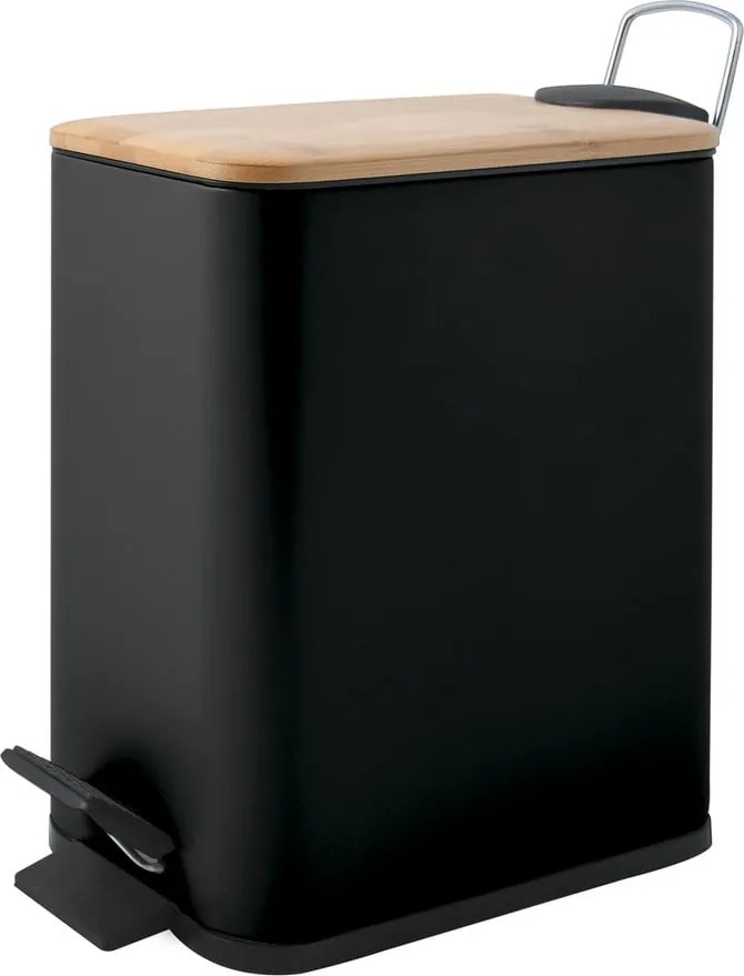 Матово черно стоманено кошче за боклук с педал 5 l Erik – Spirella