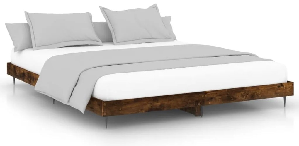 832218 vidaXL Рамка за легло без матрак опушен дъб 200x200 см инженерно дърво