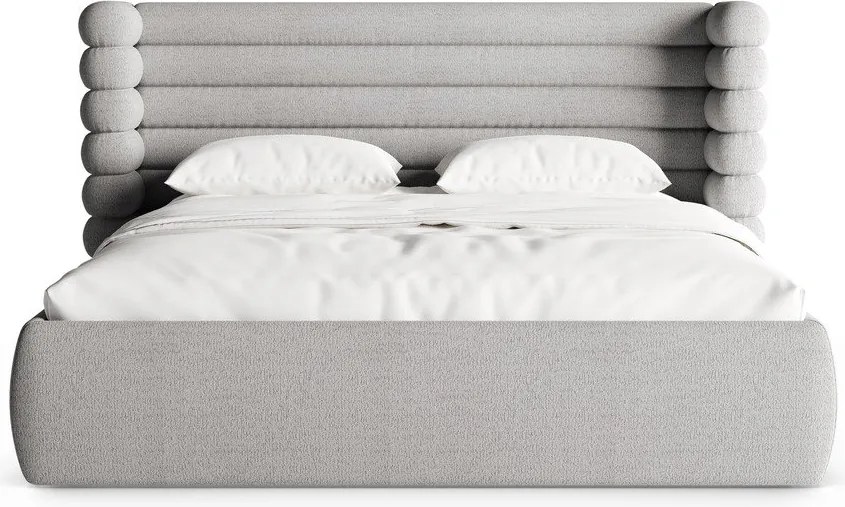 Сиво двойно легло 160x200 cm тапицирано с място за съхранение с включена подматрачна рамка Mount – Micadoni