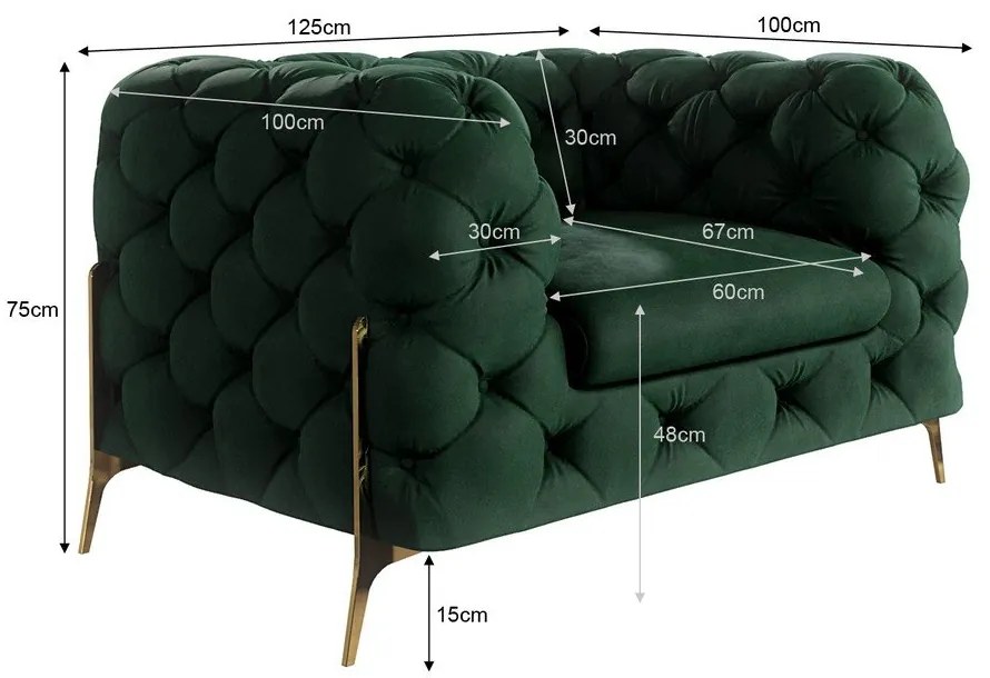 Тъмнозелено кадифено кресло Chelsea Bis – Ropez
