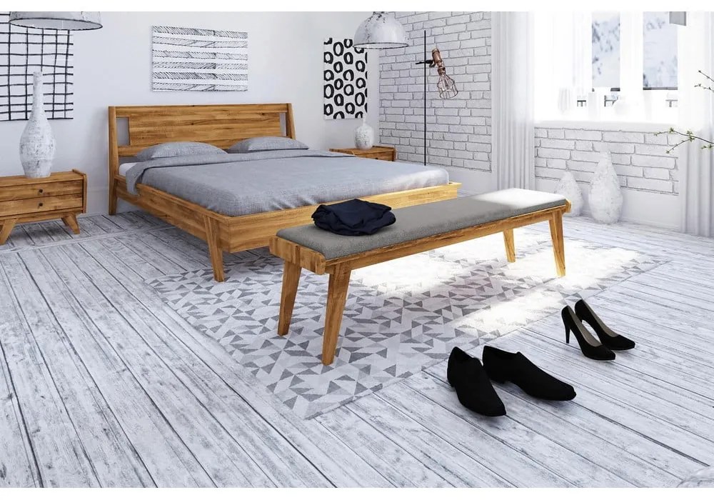 Дъбова пейка със светлосива седалка Retro - The Beds