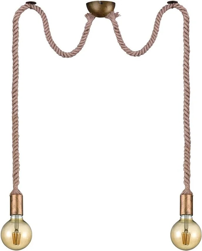 Висящо осветително тяло в месингов цвят ø 12 cm Rope – Trio