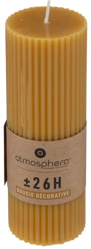 Свещ без аромат atmosphera Demi, Кръгла, 5x14 cm - Жълт