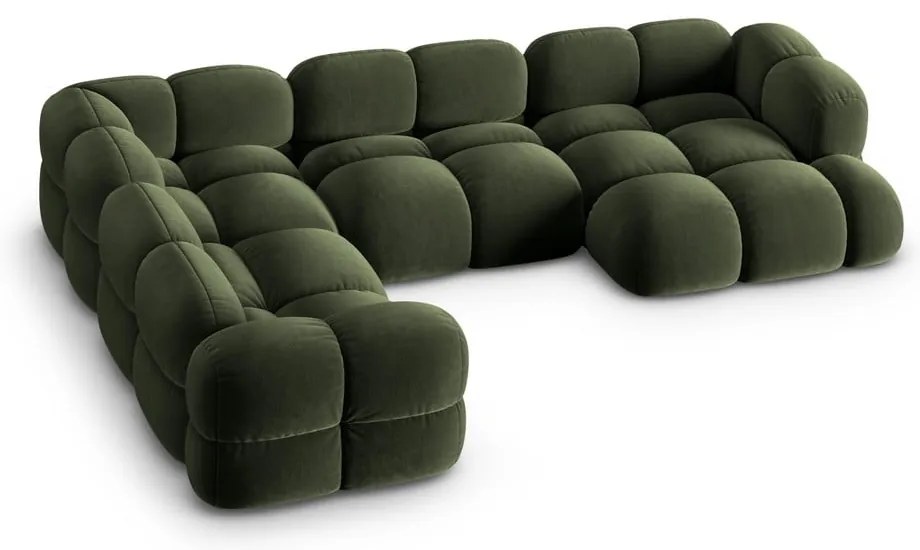 Зелен кадифен ъглов диван (ляв ъгъл/U форма) Loretto – Cosmopolitan Design