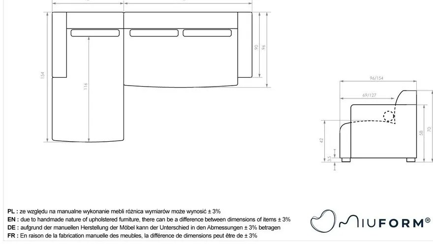 Светлосив ъглов диван (ляв ъгъл) Flex Felix – Miuform