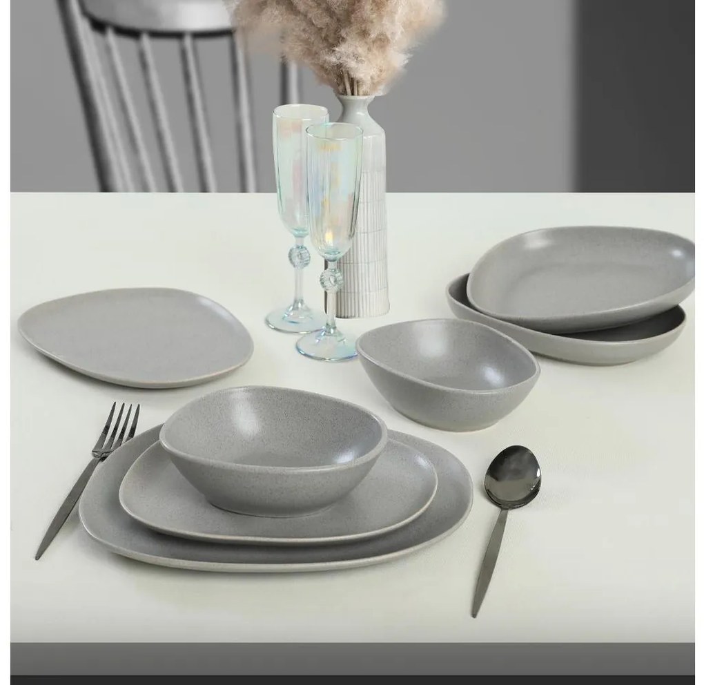 Комплект за хранене 24 части сив/каменна керамика