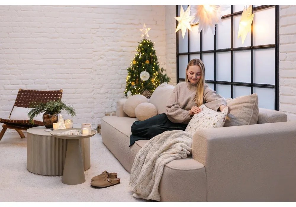 Бяло-бежово плетено одеяло 130x170 cm Chunky Marl Knit – Catherine Lansfield