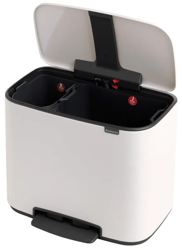 Бяло стоманено кошче за боклук за рециклиране с педал 34 l Bo – Brabantia