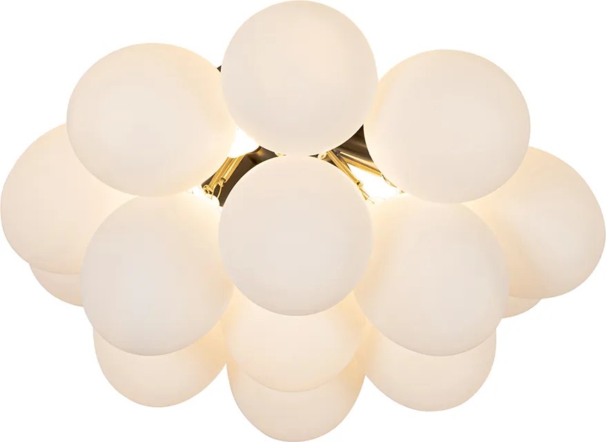 Интелигентна таванна лампа черна с опалово стъкло 4 светлини вкл. Zigbee G9 - Uvas