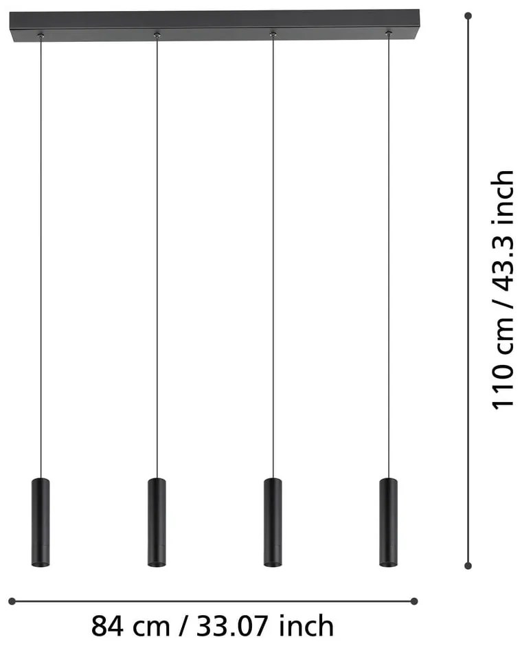 Черно LED висящо осветително тяло с метален абажур ALMUDAINA – EGLO