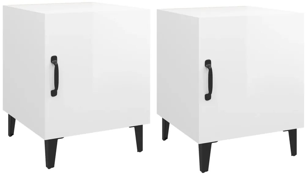 812073 vidaXL Нощни шкафчета, 2 бр, бял гланц, инженерно дърво