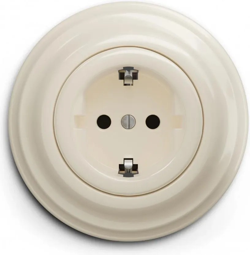 Kliklap - Ретро домашен контакт с рамка SCHUKO 230V/16A бежов