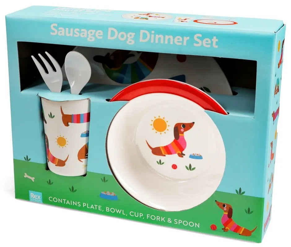 Детски комплект от за хранене 5 бр. Sunny Sausage Dog – Rex London