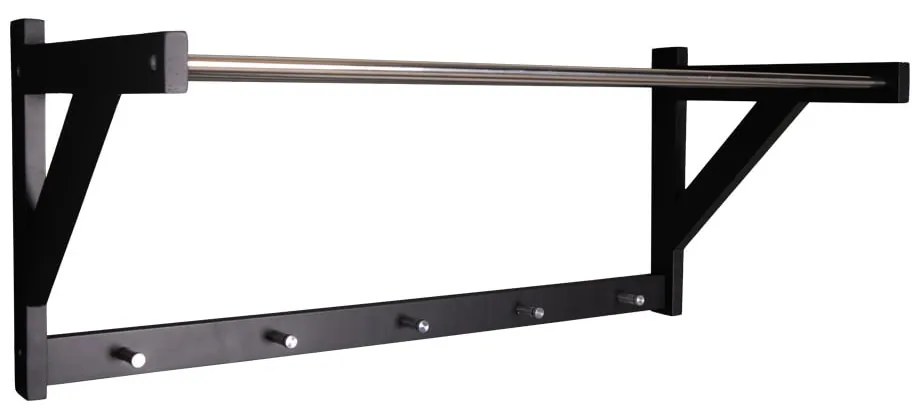 Черна стенна закачалка от тополово дърво с рафт Padova - House Nordic